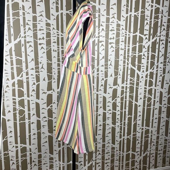 LOFT Striped Button Front Midi Dress 12 - Picture 3 of 9